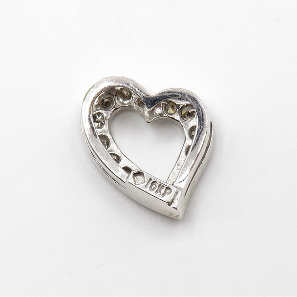 10k Diamonds White Gold Heart Slider Pendant 1.08g